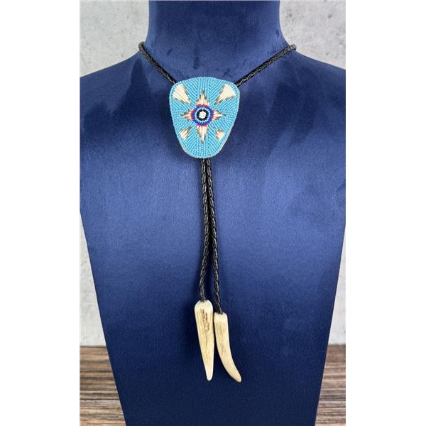 Montana Crow Indian Porcupine Elk Horn Bolo Tie