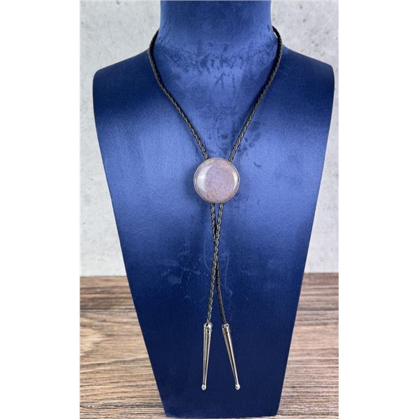 Purple Agate and Sterling Silver Bolo Tie