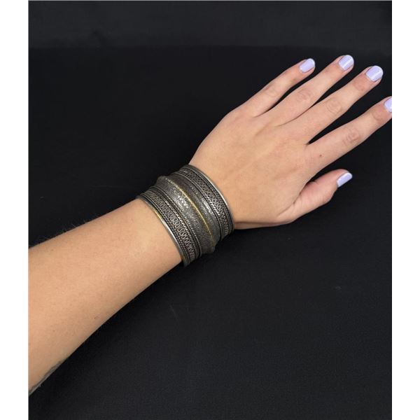 Persian Silver Plate Cuff Bracelet