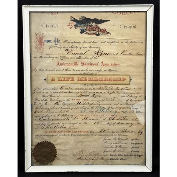 Andersonville Survivors Association Certificate