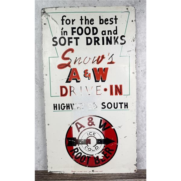 1950s Kalispell Montana A&W Root Beer Metal Sign