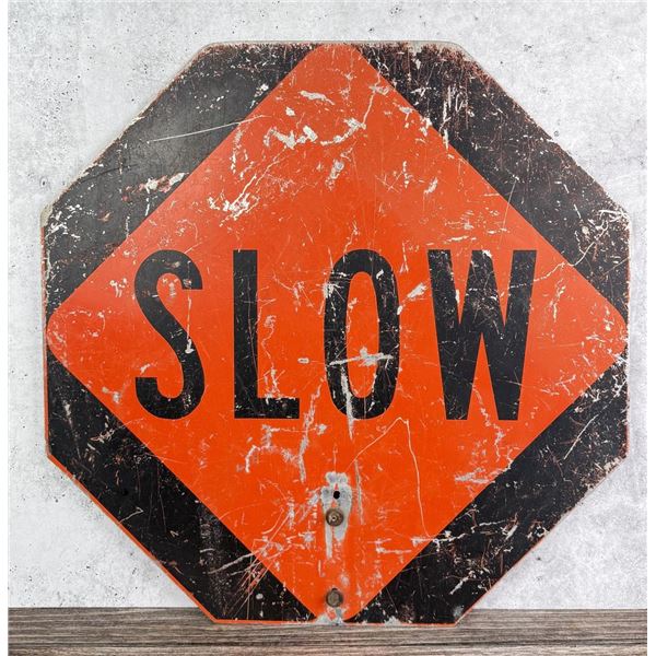 Montana Road Construction Slow Stop Metal Sign