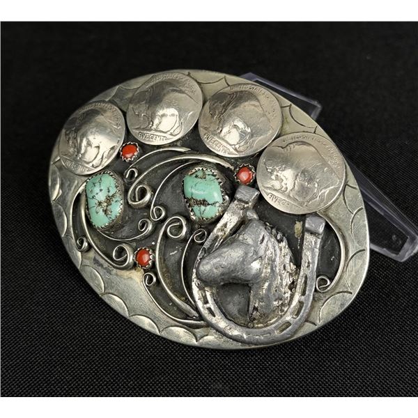 Squaw Wrap Native American Indian Belt Buckle