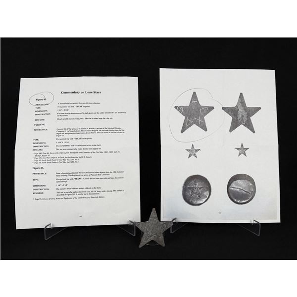Civil War Confederate Texas Lone Star Hat Badge