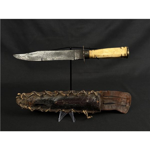 Scrimshaw Indian Scalp Frontier Bowie Knife