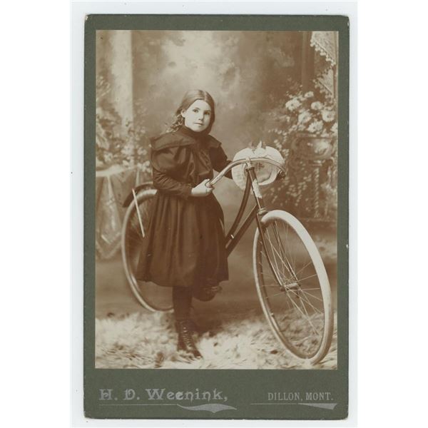 Dillon Montana Girl with Bicycle Cabinet Photo
