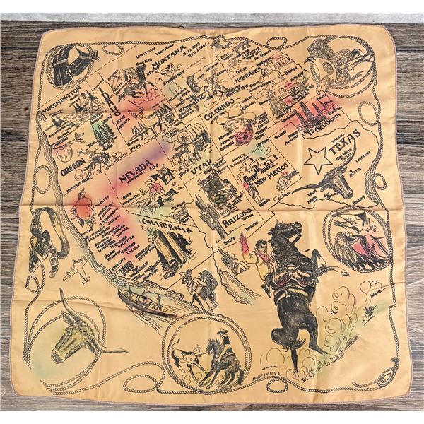 Vintage USA Made Silk Cowboy Handkerchief Bandana