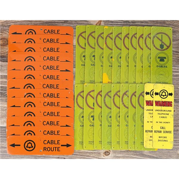 Group of Telephone Cable Warning Signs