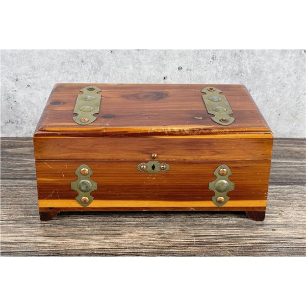 Cedar Treasure Chest Jewelry Trinket Box