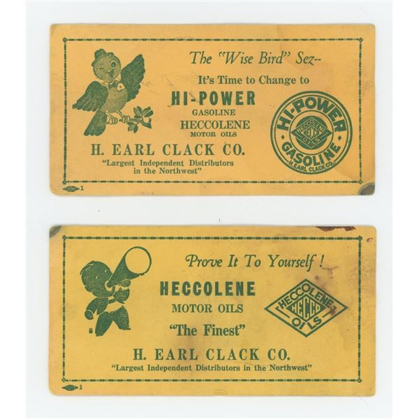 H. Earl Clack Hi-Power Gasoline Heccolene Blotters
