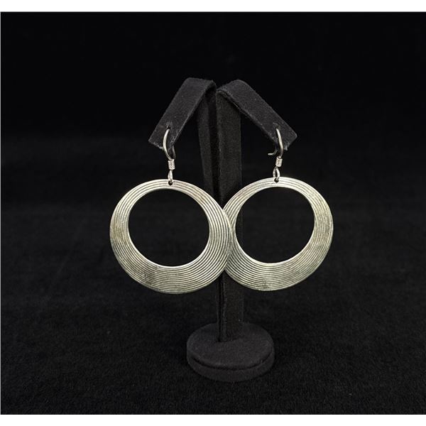 Art Deco Sterling Silver Hoop Earrings