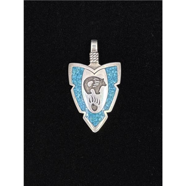 Navajo Sterling Silver Turquoise Arrowhead Pendant