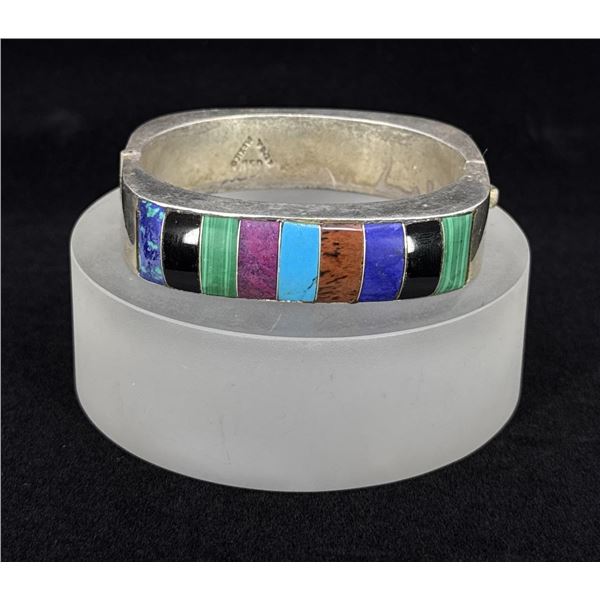 Taxco Mexico Sterling Silver Inlaid Bracelet
