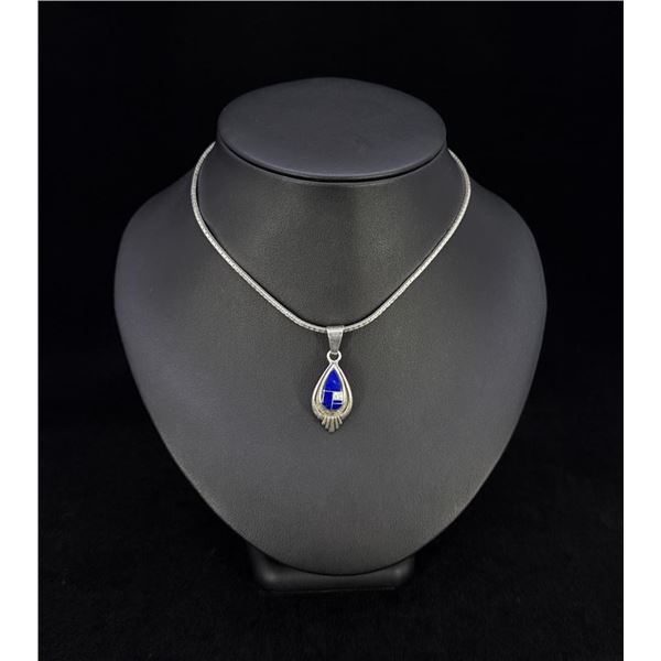 Zuni Lapis Lazuli Inlaid Sterling Necklace