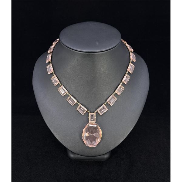 Victorian Pink Paste Costume Jewelry Necklace
