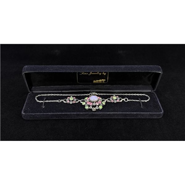 Coro Costume Fire Opal Rhinestone Necklace