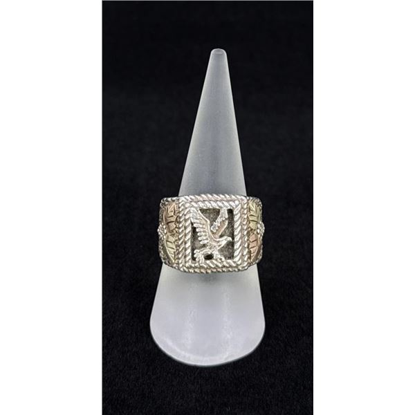 Sterling Silver Black Hills Gold Biker Ring