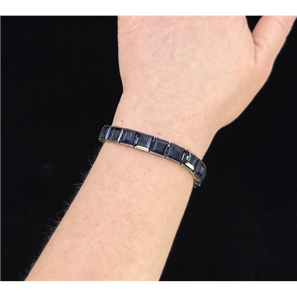 Diamond Bar Sterling Silver Glass Bracelet