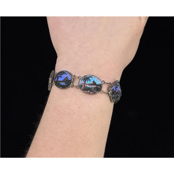 Blue Morpho Silver Butterfly Wing Bracelet