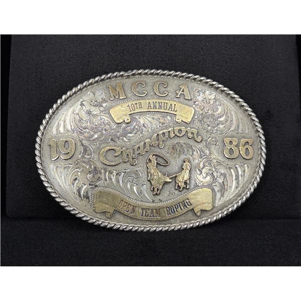 Gist MCCA Cowboy Team Roping Sterling Belt Buckle