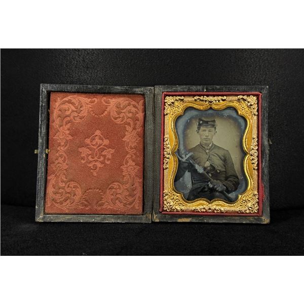 Civil War Ambrotype Soldier with Rifle Photo