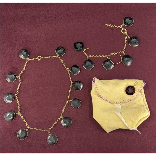 Victorian Intaglio Carved Jewelry Grouping