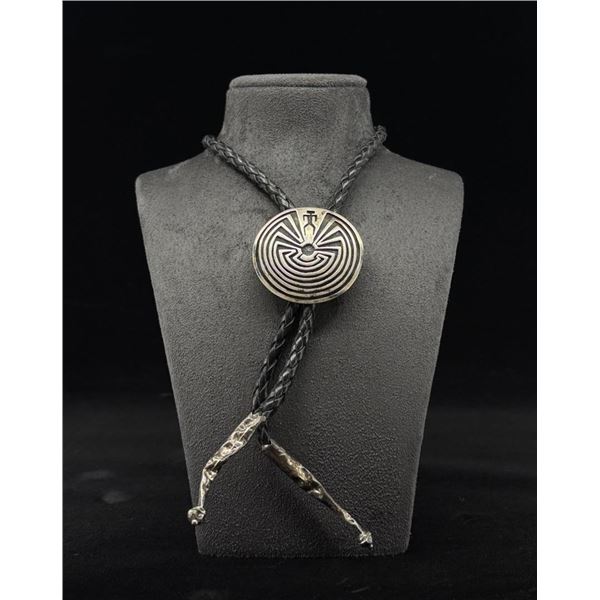 Navajo Sterling Silver Man in Maze Bolo Tie