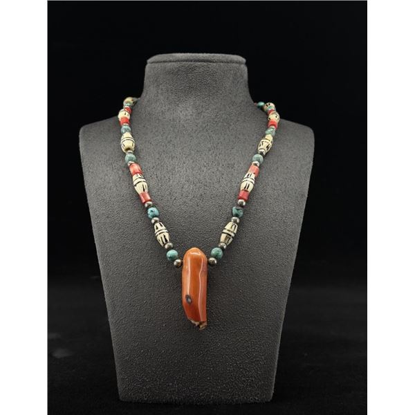 Pueblo Coral and Turquoise Necklace