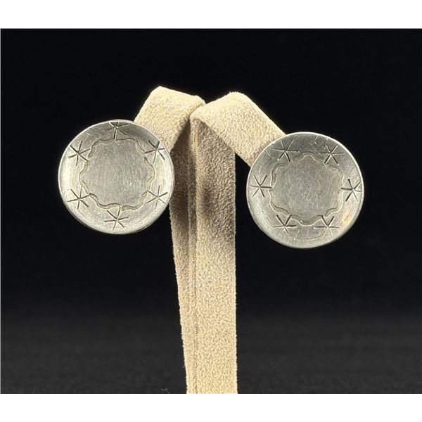 Navajo Sterling Silver Basket Earrings