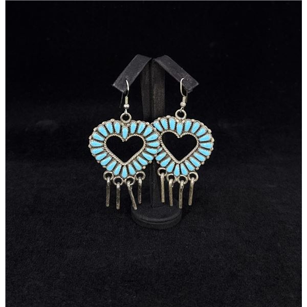 Zuni Petit Point Sterling Turquoise Earrings