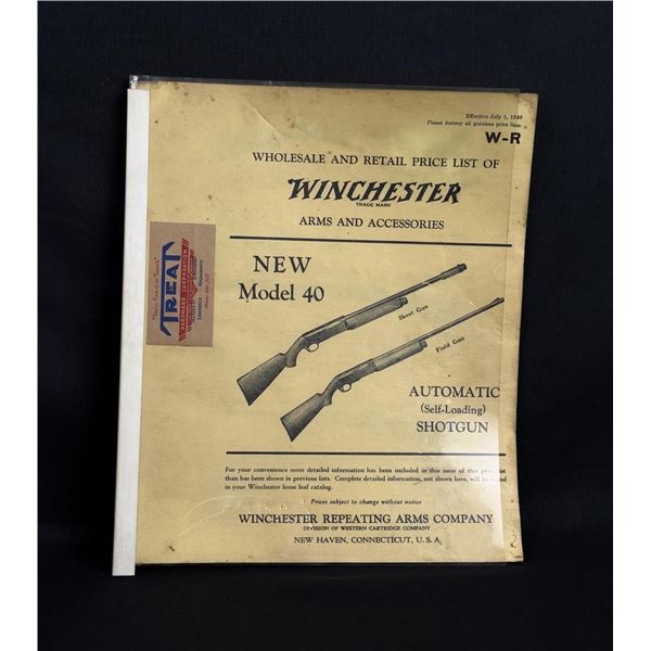 1940 Winchester Wholesale and Retail Price List