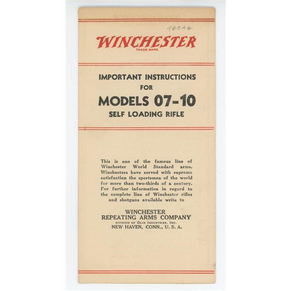 Winchester Instructions for Models 07-10 Rifles