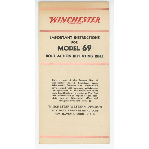 Winchester Instructions Model 69 Brochure