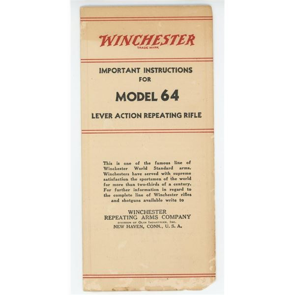 Winchester Instructions for Model 64 Brochure