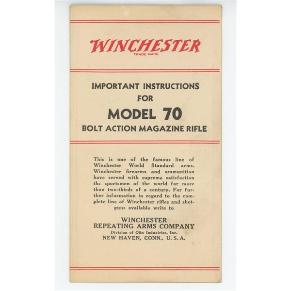 Winchester Instructions for Model 70 Brochure