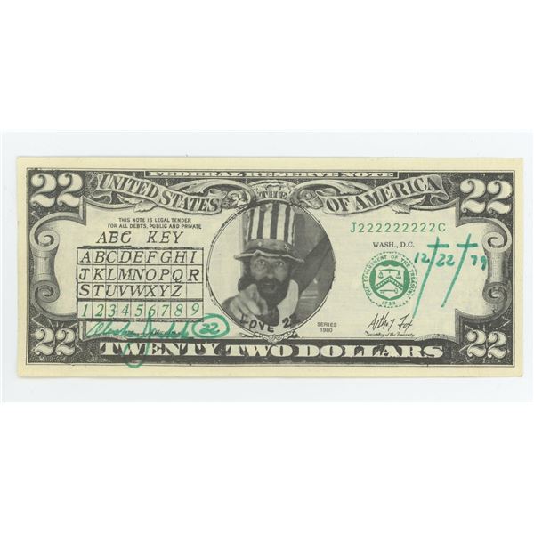 Bill Love Twenty Two Presidential Campaign Note