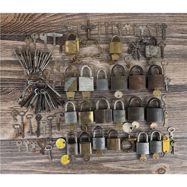 Collection of Antique Padlocks Skeleton Keys