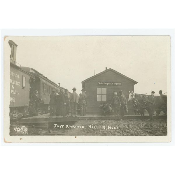 Hilger Montana Train Depot RPPC Photo Postcard