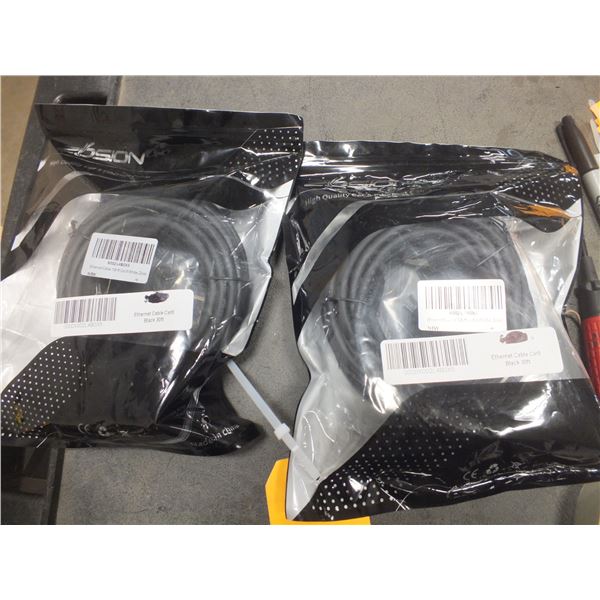 Two 30ft Black Ethernet Cords
