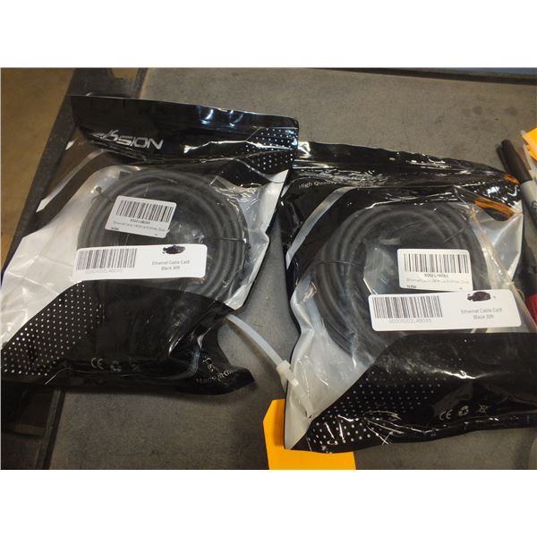Two 30ft Black Ethernet Cords