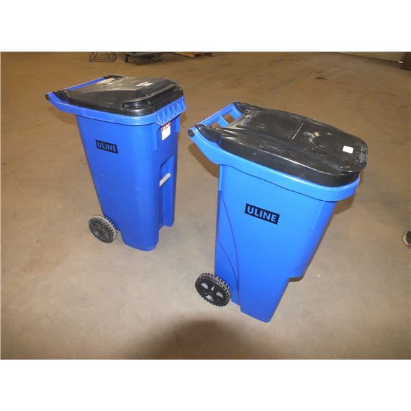 Two 35 gal Garbage Cans On wheels