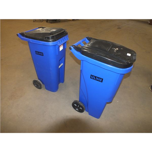 Two 35 gal Garbage Cans On wheels