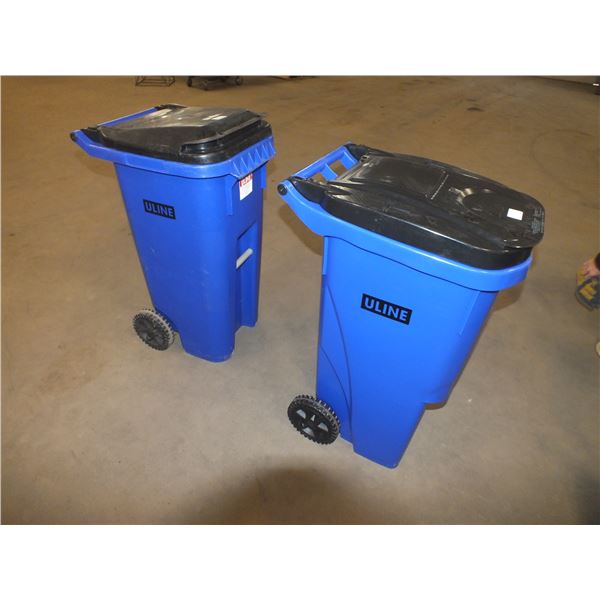 Two 35 gal Garbage Cans On wheels