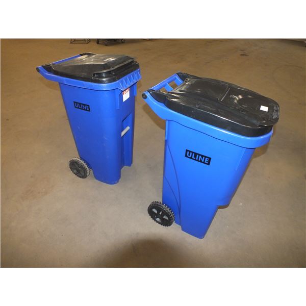 Two 35 gal Garbage Cans On wheels