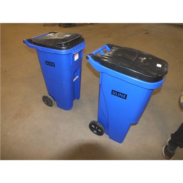Two 35 gal Garbage Cans On wheels