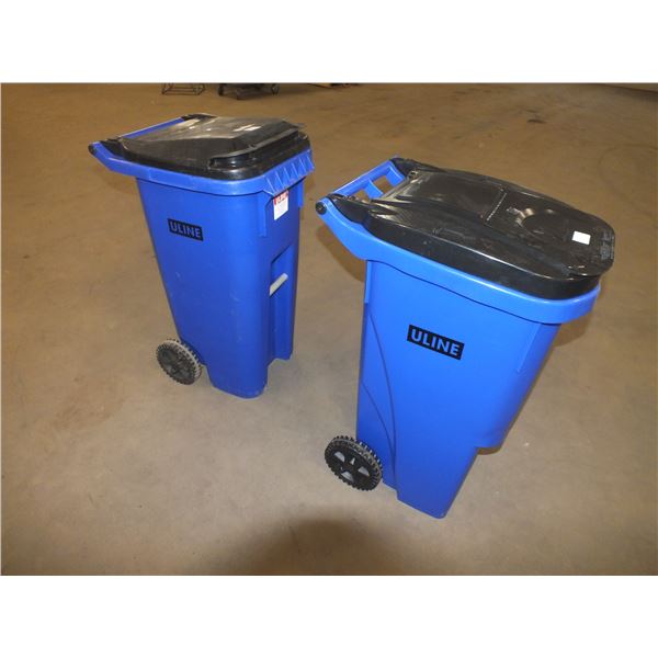 Two 35 gal Garbage Cans On wheels
