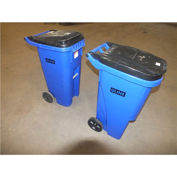 Two 35 gal Garbage Cans On wheels