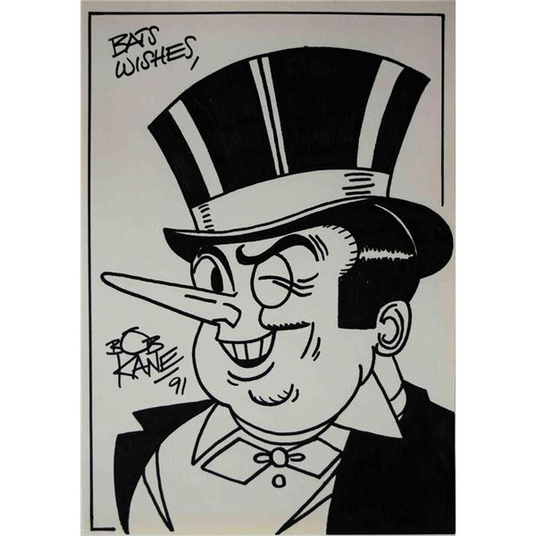 Batman The Penguin sketch signed by Bob Kane