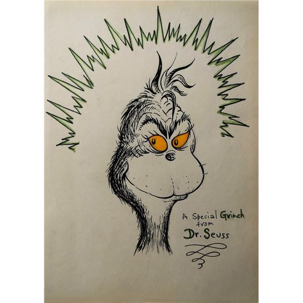 Dr. Seuss hand drawn and signed sketch