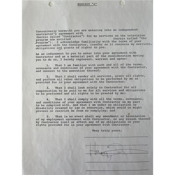 Harry Nilsson signed contract